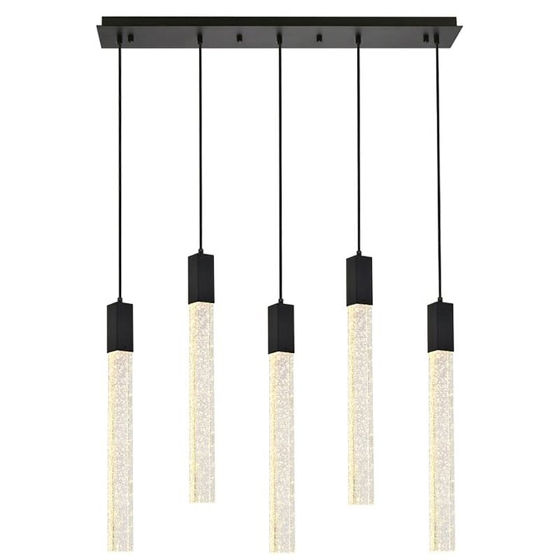 Elegant Lighting Weston 5-Lights Modern Metal and Crystal Pendant in Black