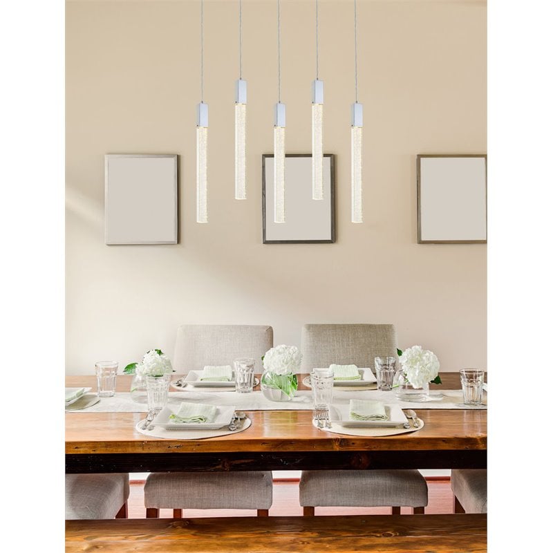 Elegant Lighting Weston 5-Lights Modern Metal and Crystal Pendant in Chrome