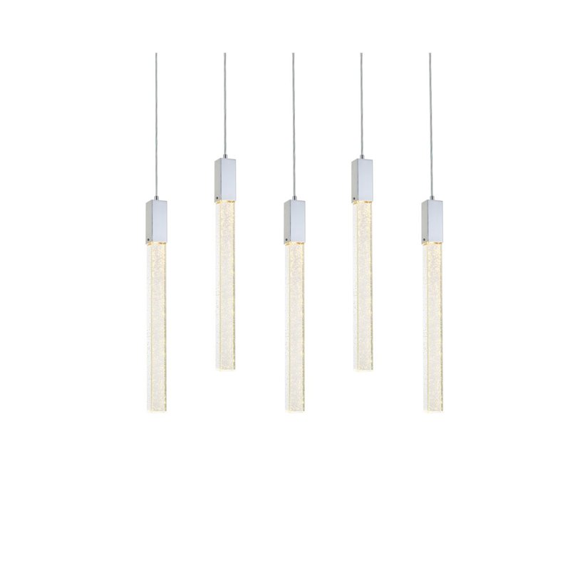 Elegant Lighting Weston 5-Lights Modern Metal and Crystal Pendant in Chrome