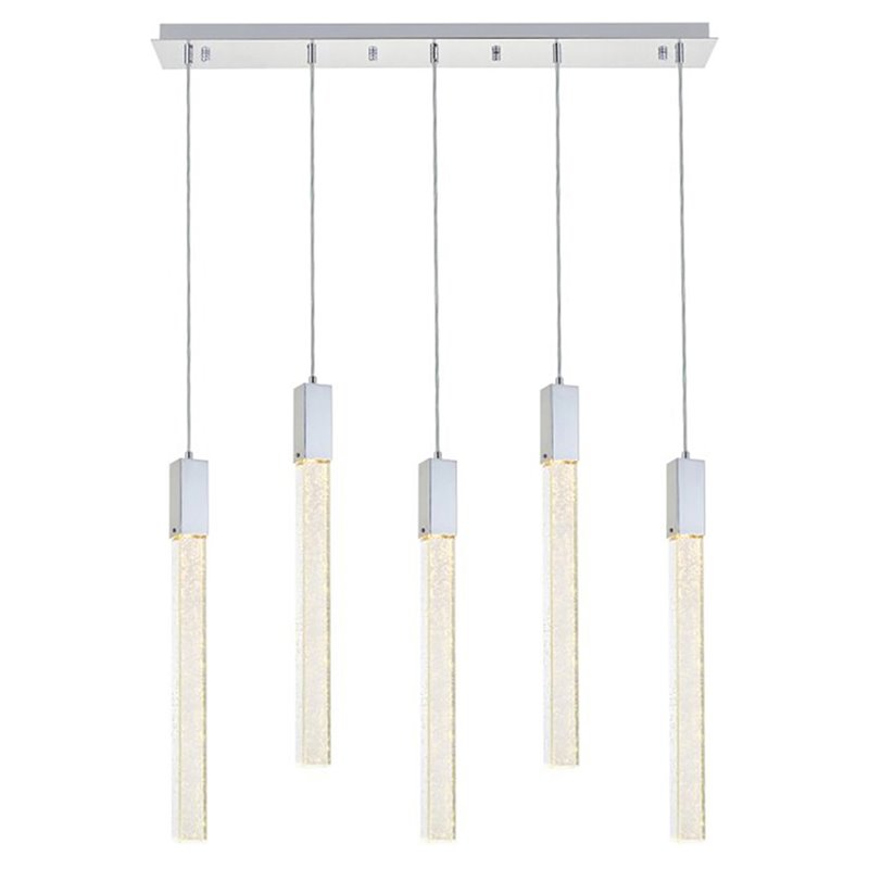 Elegant Lighting Weston 5-Lights Modern Metal and Crystal Pendant in Chrome