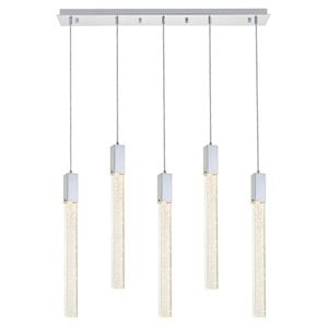 Elegant Lighting Weston 5-Lights Modern Metal and Crystal Pendant in Chrome