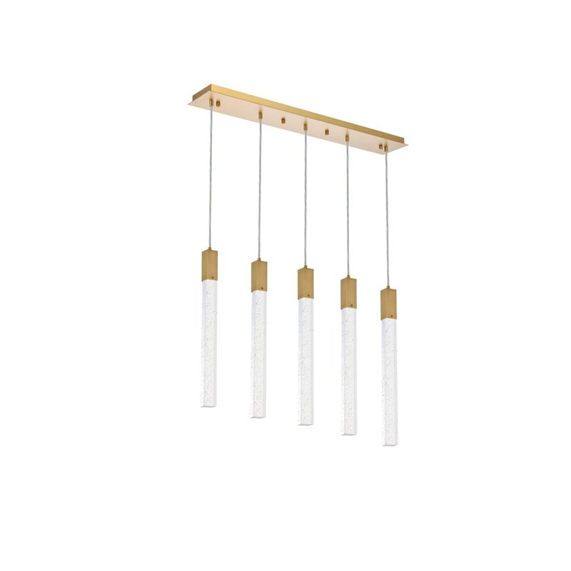 Elegant Lighting Weston 5-Lights Modern Metal and Crystal Pendant in Satin Gold