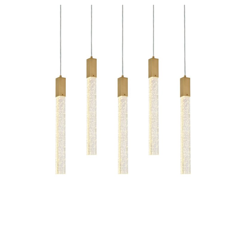 Elegant Lighting Weston 5-Lights Modern Metal and Crystal Pendant in Satin Gold
