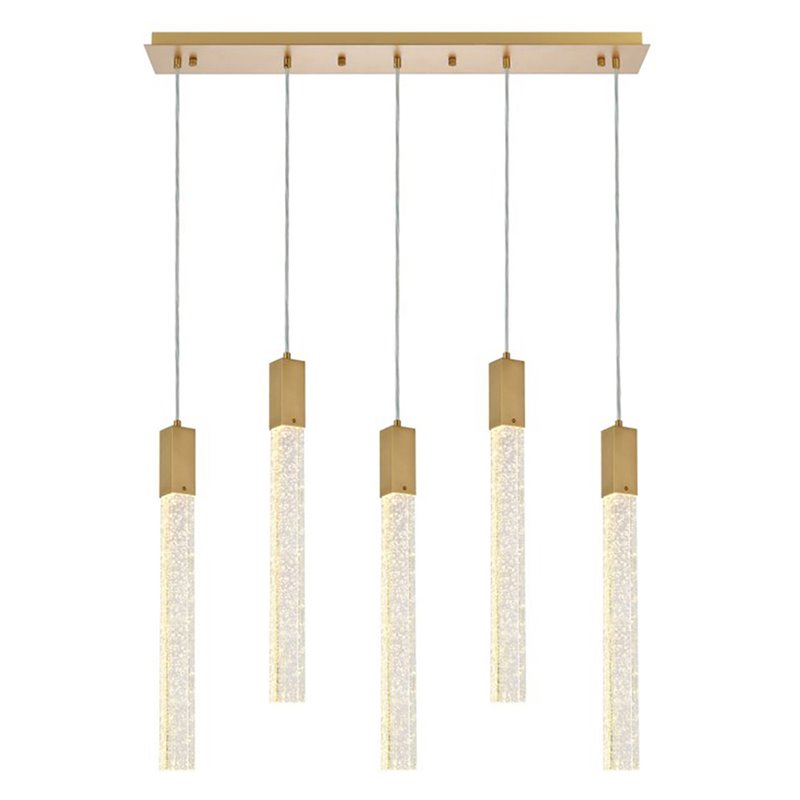 Elegant Lighting Weston 5-Lights Modern Metal and Crystal Pendant in Satin Gold