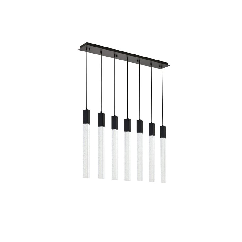 Elegant Lighting Weston 7-Lights Modern Metal and Crystal Pendant in Black