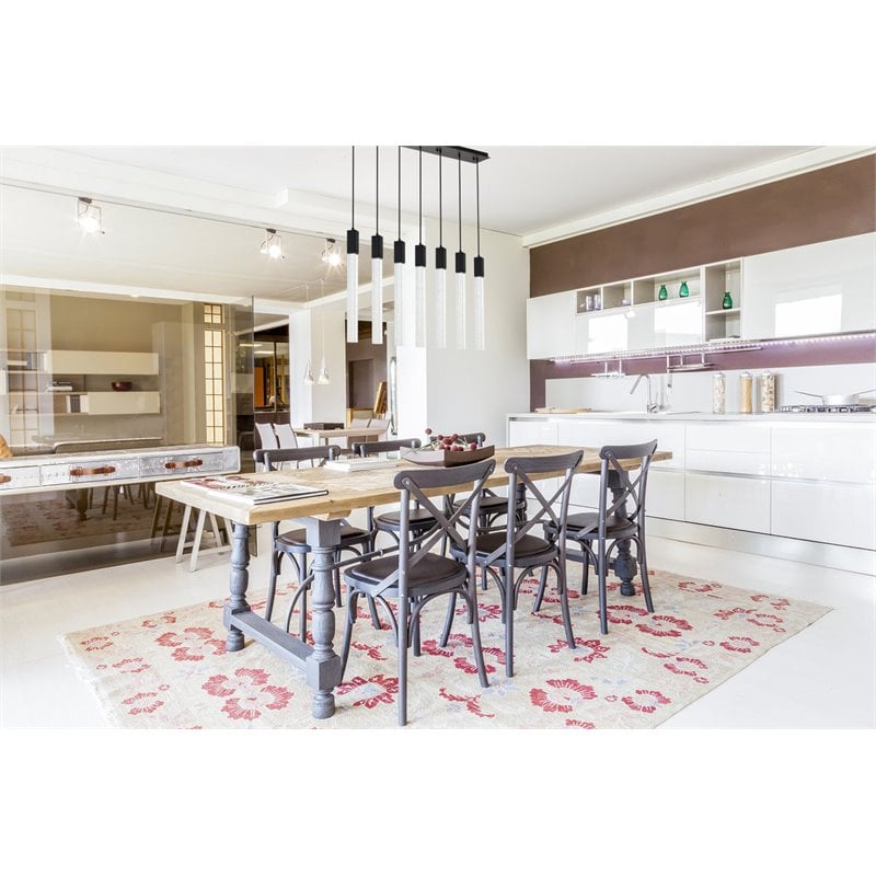 Elegant Lighting Weston 7-Lights Modern Metal and Crystal Pendant in Black