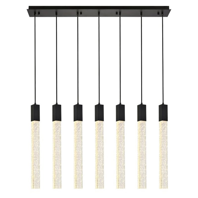 Elegant Lighting Weston 7-Lights Modern Metal and Crystal Pendant in Black