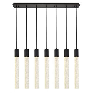 Elegant Lighting Weston 7-Lights Modern Metal and Crystal Pendant in Black