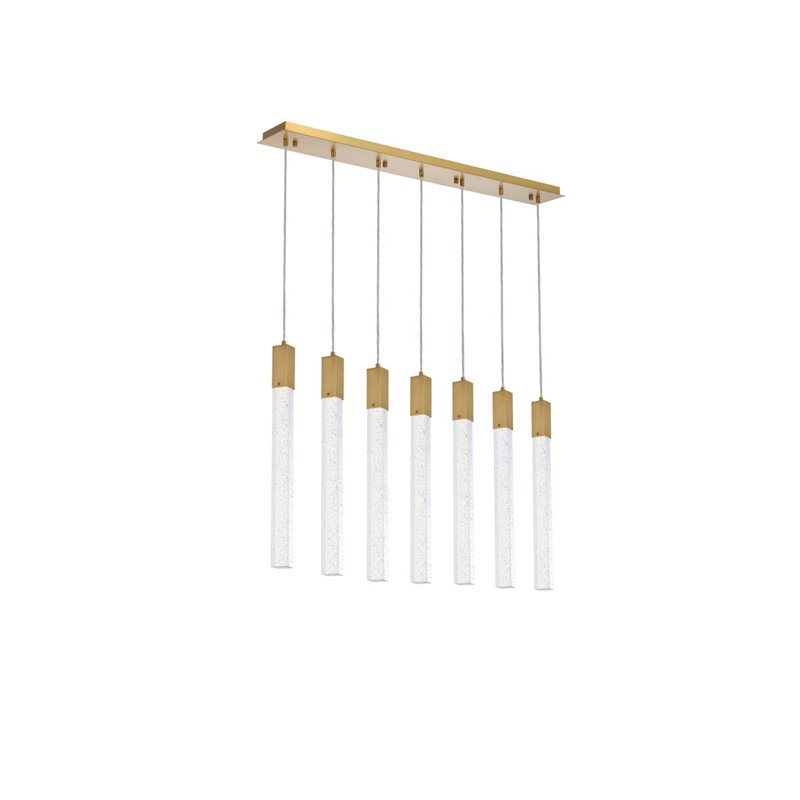 Elegant Lighting Weston 7-Lights Modern Metal and Crystal Pendant in Satin Gold