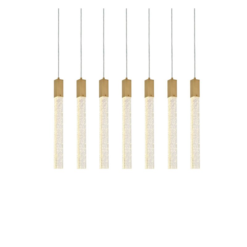 Elegant Lighting Weston 7-Lights Modern Metal and Crystal Pendant in Satin Gold