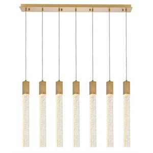 Elegant Lighting Weston 7-Lights Modern Metal and Crystal Pendant in Satin Gold