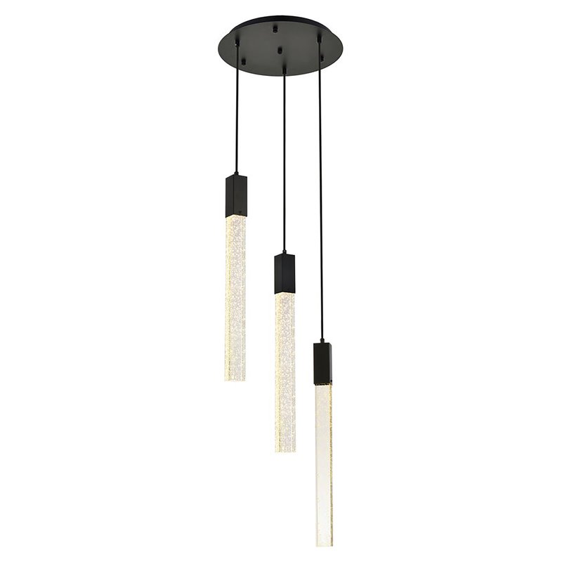 Elegant Lighting Weston 3-Light Modern Metal and Crystal Pendant in Black