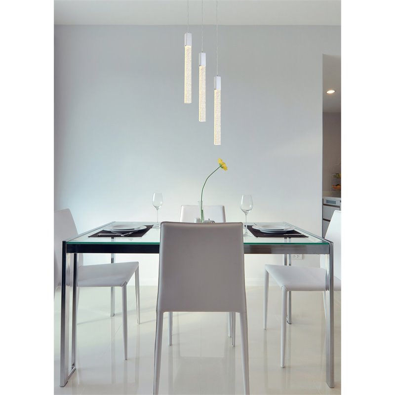 Elegant Lighting Weston 3-Light Modern Metal and Crystal Pendant in Chrome