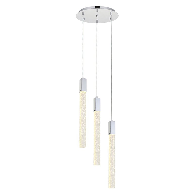 Elegant Lighting Weston 3-Light Modern Metal and Crystal Pendant in Chrome