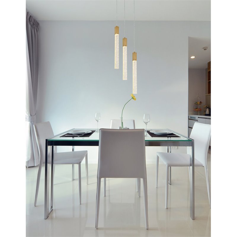 Elegant Lighting Weston 3-Light Modern Metal and Crystal Pendant in Satin Gold