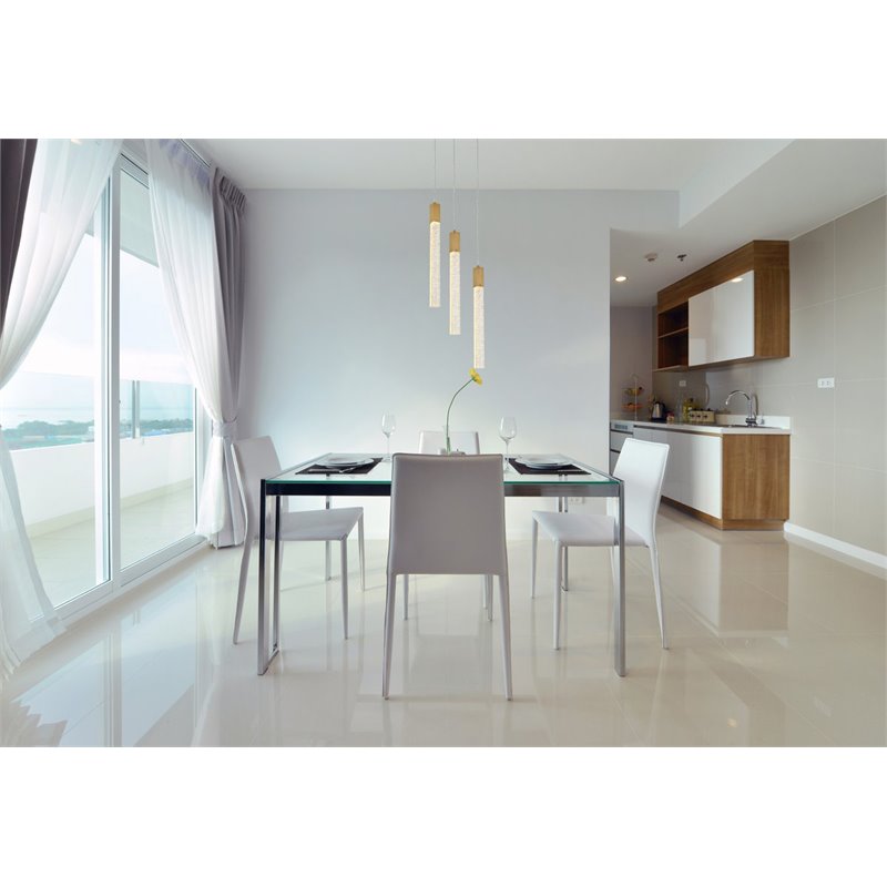 Elegant Lighting Weston 3-Light Modern Metal and Crystal Pendant in Satin Gold