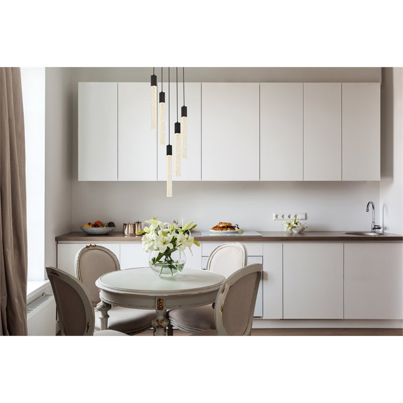 Elegant Lighting Weston 5-Light Modern Metal and Crystal Pendant in Black