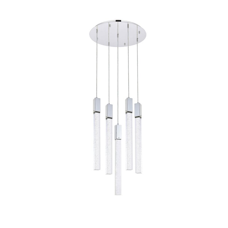 Elegant Lighting Weston 5-Light Modern Metal and Crystal Pendant in Chrome