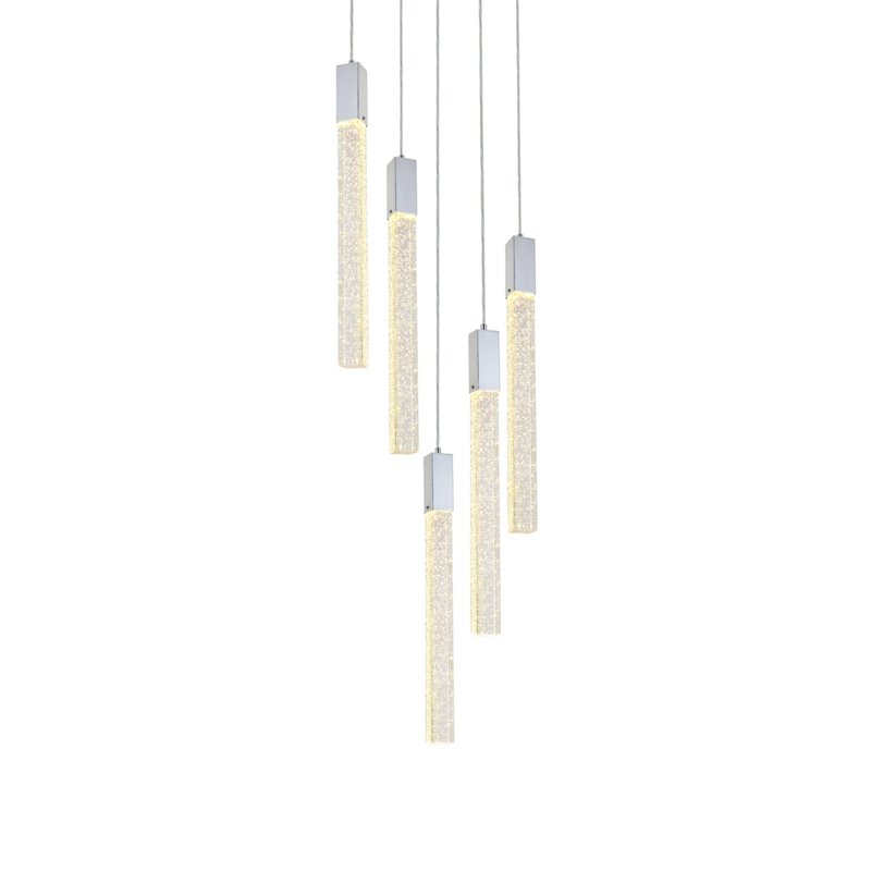 Elegant Lighting Weston 5-Light Modern Metal and Crystal Pendant in Chrome
