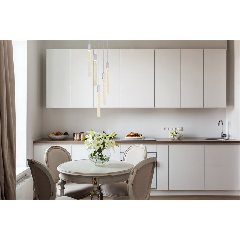 Elegant Lighting Weston 5-Light Modern Metal and Crystal Pendant in Chrome