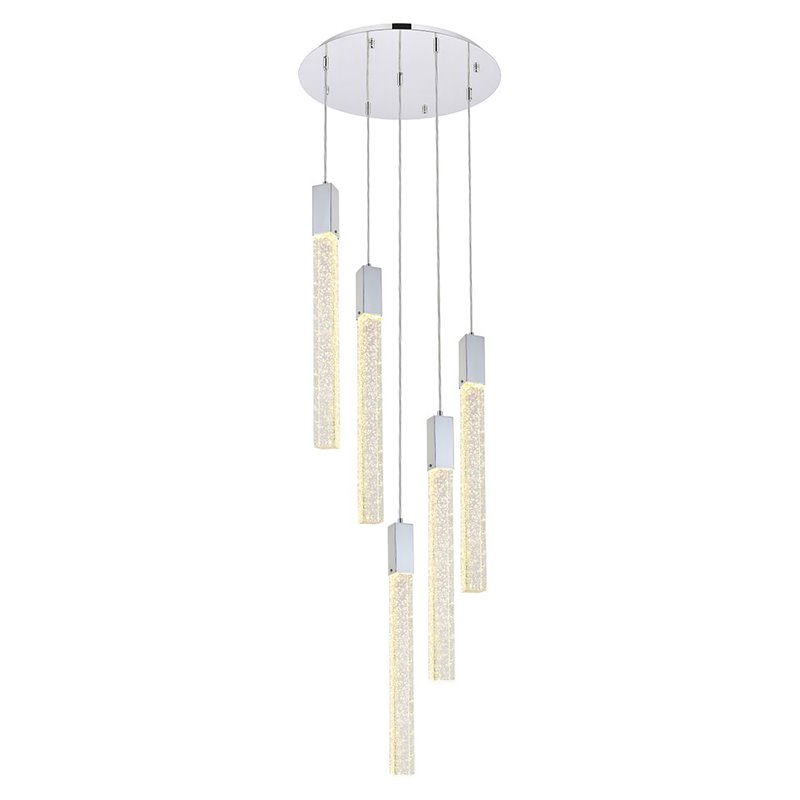 Elegant Lighting Weston 5-Light Modern Metal and Crystal Pendant in Chrome