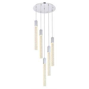 Elegant Lighting Weston 5-Light Modern Metal and Crystal Pendant in Chrome