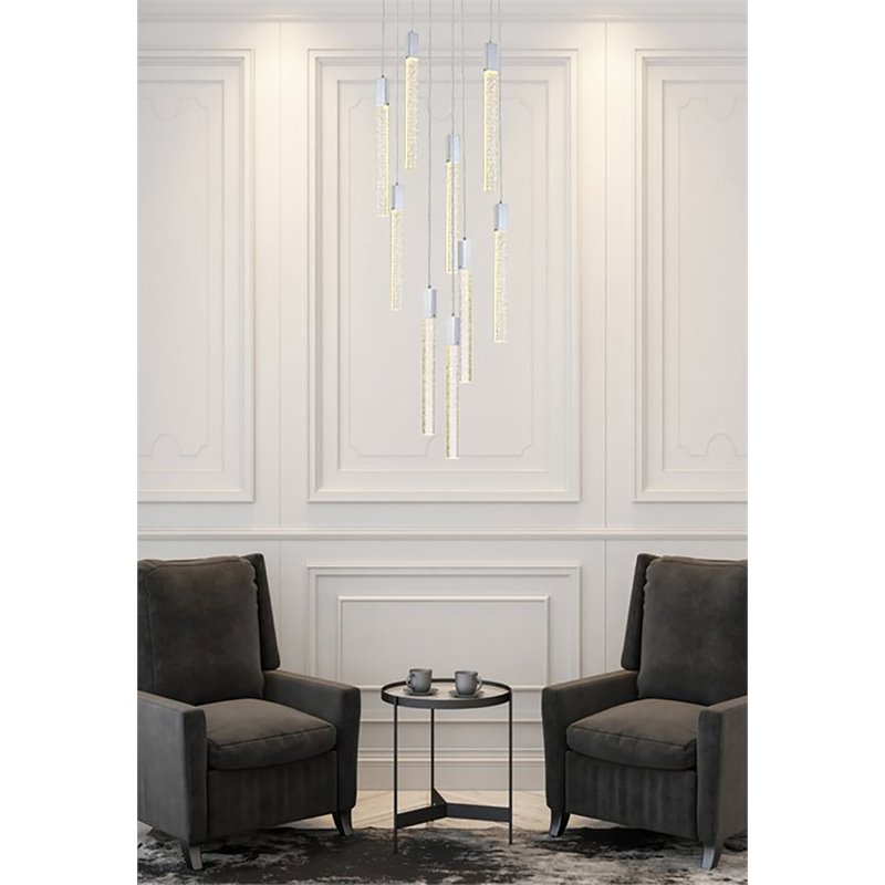 Elegant Lighting Weston 9-Lights Modern Metal and Crystal Pendant in Chrome