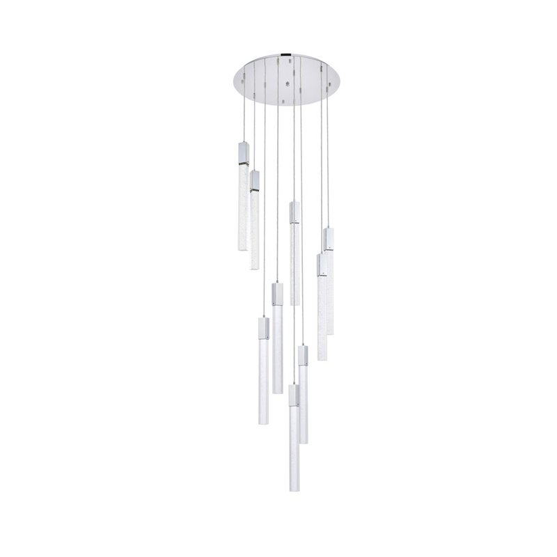 Elegant Lighting Weston 9-Lights Modern Metal and Crystal Pendant in Chrome