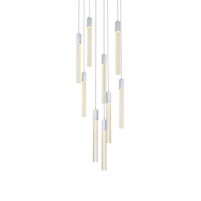 Elegant Lighting Weston 9-Lights Modern Metal and Crystal Pendant in Chrome