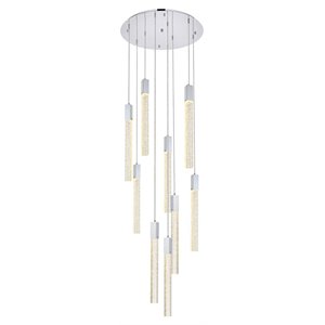Elegant Lighting Weston 9-Lights Modern Metal and Crystal Pendant in Chrome