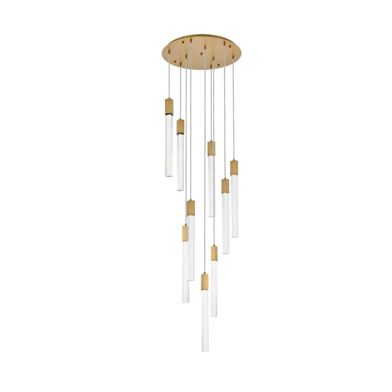 Elegant Lighting Weston 9-Lights Modern Metal and Crystal Pendant in Satin Gold