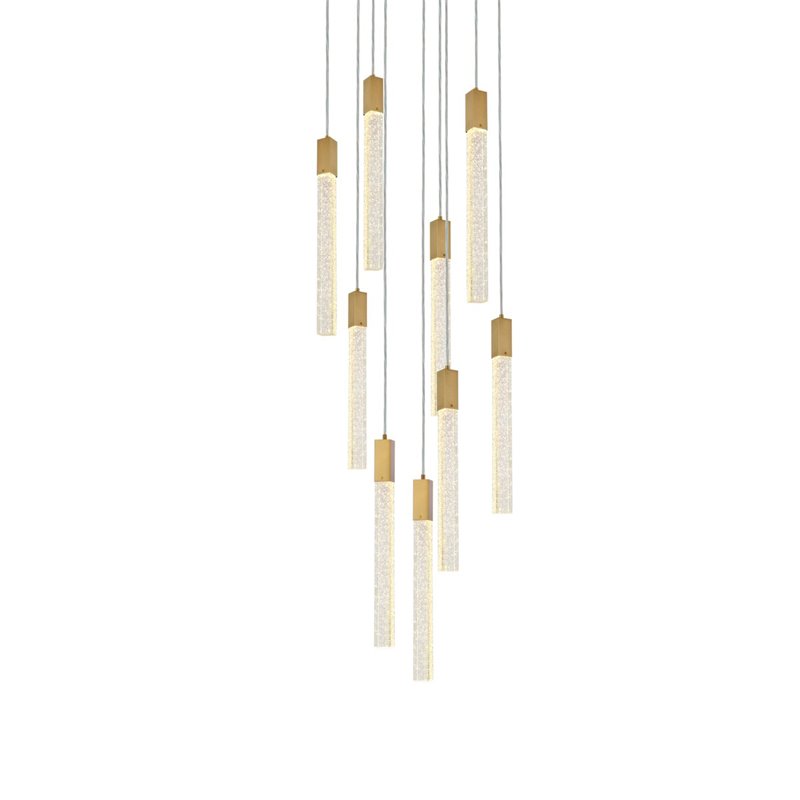 Elegant Lighting Weston 9-Lights Modern Metal and Crystal Pendant in Satin Gold