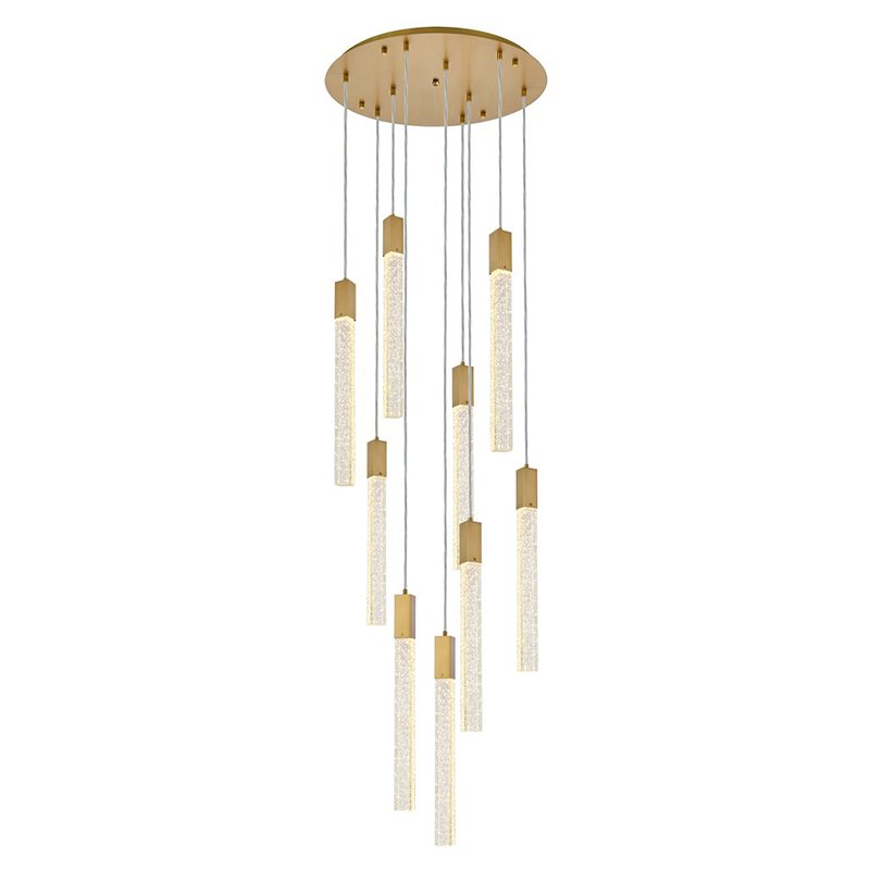 Elegant Lighting Weston 9-Lights Modern Metal and Crystal Pendant in Satin Gold