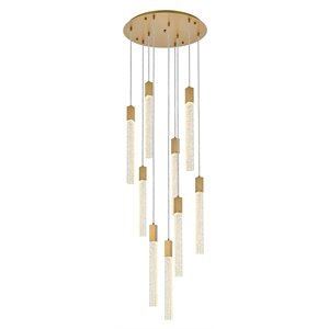Elegant Lighting Weston 9-Lights Modern Metal and Crystal Pendant in Satin Gold