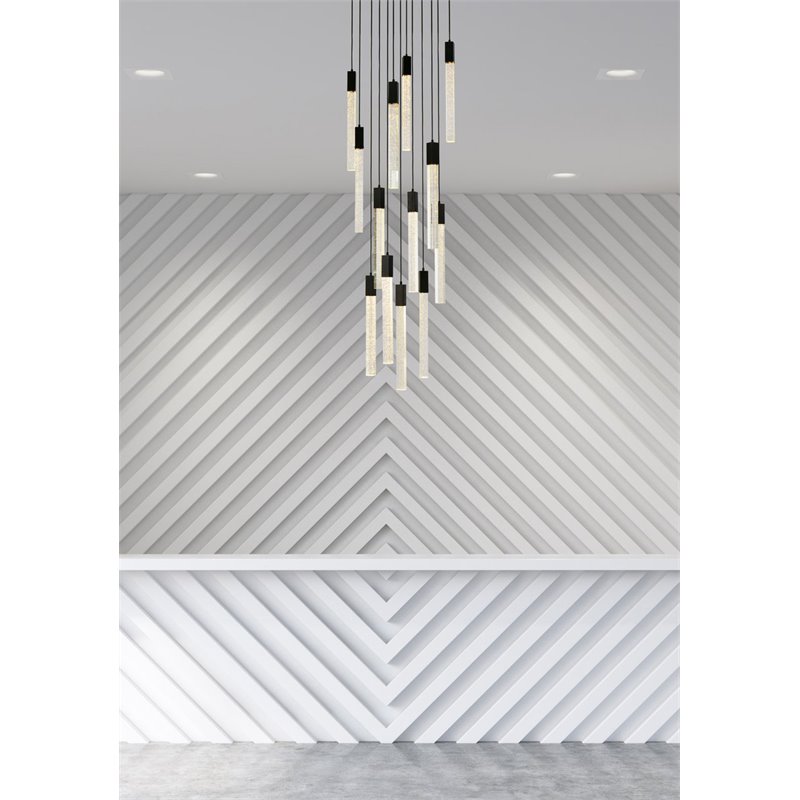 Elegant Lighting Weston 13-Lights Modern Metal and Crystal Pendant in Black