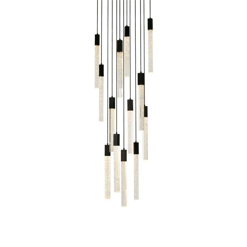 Elegant Lighting Weston 13-Lights Modern Metal and Crystal Pendant in Black