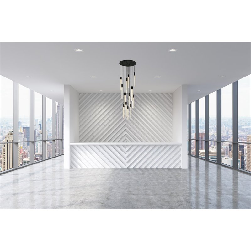 Elegant Lighting Weston 13-Lights Modern Metal and Crystal Pendant in Black