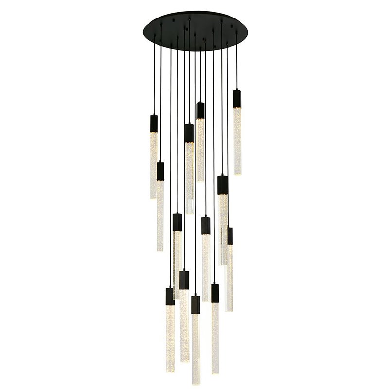 Elegant Lighting Weston 13-Lights Modern Metal and Crystal Pendant in Black