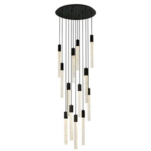 Elegant Lighting Weston 13-Lights Modern Metal and Crystal Pendant in Black