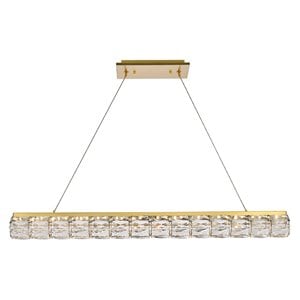 Elegant Lighting Valetta 42&quot Metal and Crystal LED Linear pendant in Gold