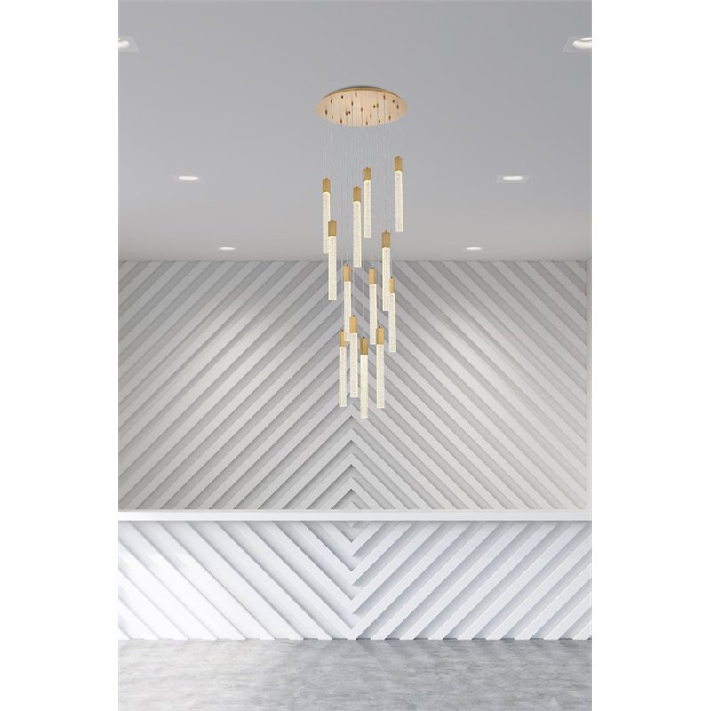 Elegant Lighting Weston 13-Lights Modern Metal and Crystal Pendant in Satin Gold