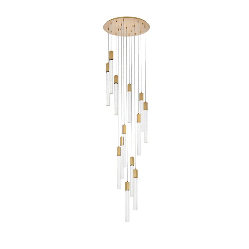 Elegant Lighting Weston 13-Lights Modern Metal and Crystal Pendant in Satin Gold
