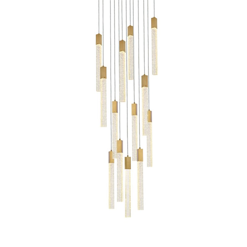 Elegant Lighting Weston 13-Lights Modern Metal and Crystal Pendant in Satin Gold