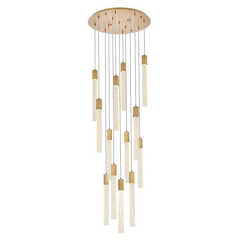 Elegant Lighting Weston 13-Lights Modern Metal and Crystal Pendant in Satin Gold