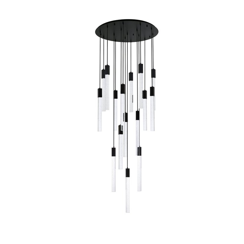 Elegant Lighting Weston 16-Lights Modern Metal and Crystal Pendant in Black