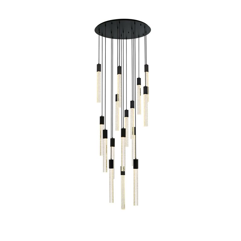 Elegant Lighting Weston 16-Lights Modern Metal and Crystal Pendant in Black