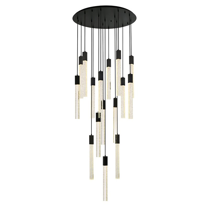 Elegant Lighting Weston 16-Lights Modern Metal and Crystal Pendant in Black
