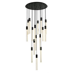 Elegant Lighting Weston 16-Lights Modern Metal and Crystal Pendant in Black