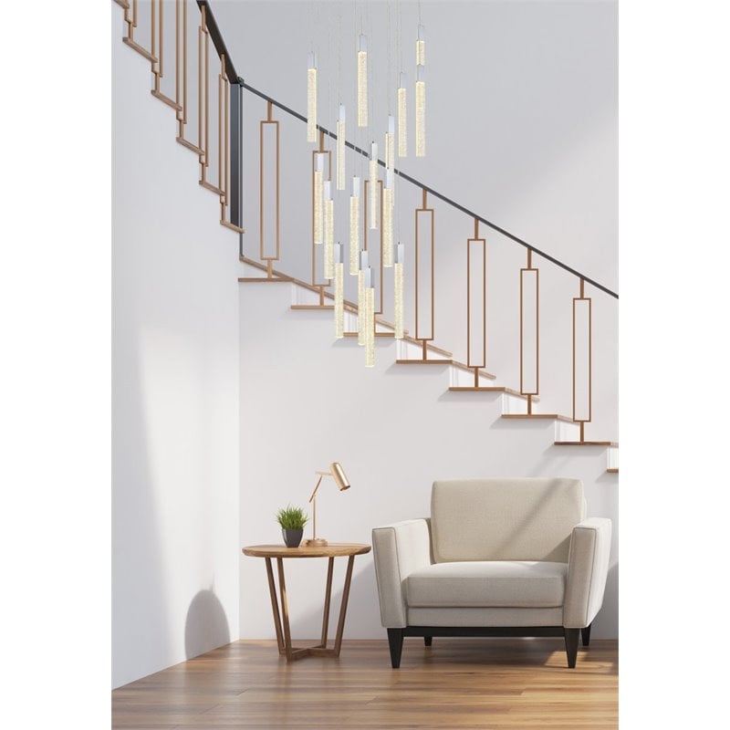 Elegant Lighting Weston 16-Lights Modern Metal and Crystal Pendant in Chrome