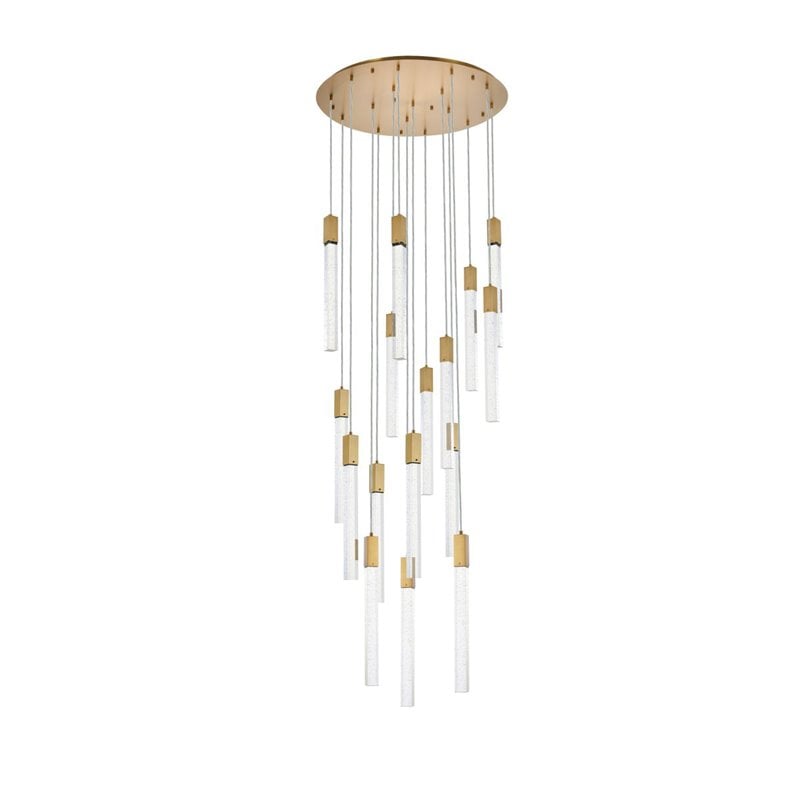 Elegant Lighting Weston 16-Lights Modern Metal and Crystal Pendant in Satin Gold